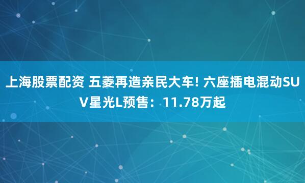 上海股票配资 五菱再造亲民大车! 六座插电混动SUV星光L预售：11.78万起